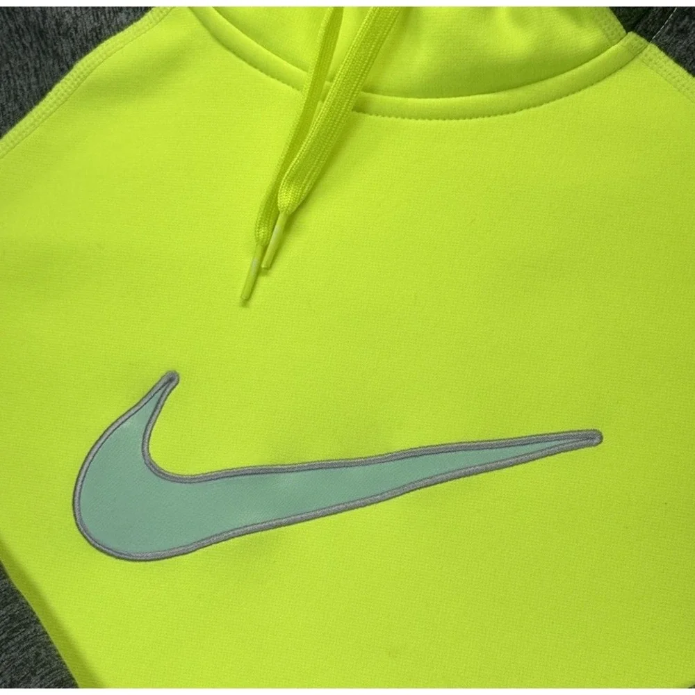 Nike Swoosh Out All Time Women's Pullover Hoodie Yellow Gray Sweatshirt Size‎ L